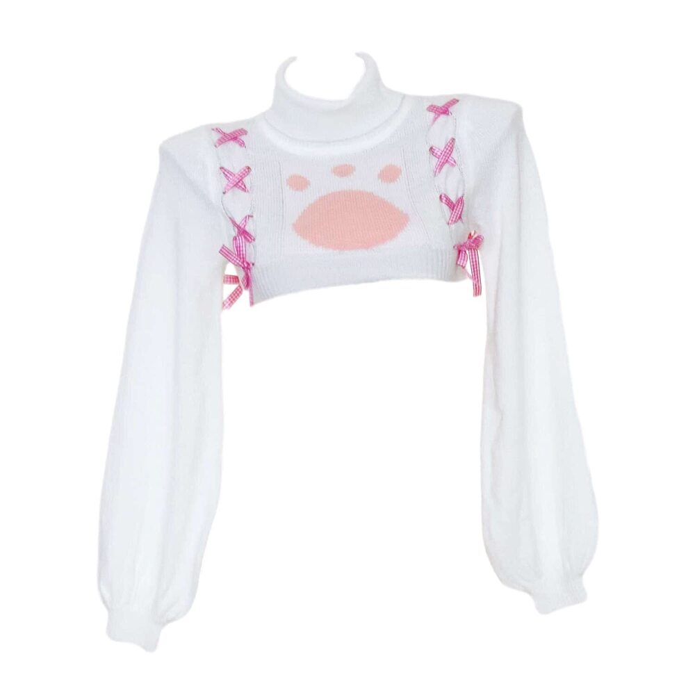 7181 Sexy Cat Girl Cosplay Lingerie Lolita Anime Turtleneck Cropped Sweater